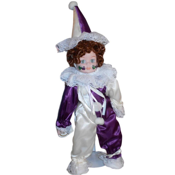 Loomco Clown Plantation Collection Porcelain Doll w/Box DA-800 Purple Butterfly - Picture 1 of 11